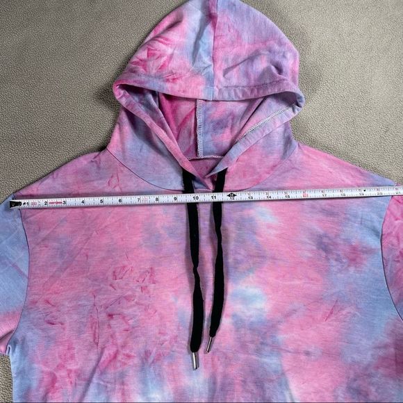 Pink blue purple size Xl 📌 tie dye cotton candy color cropped hoodie/sweatshirt - Picture 6 of 8
